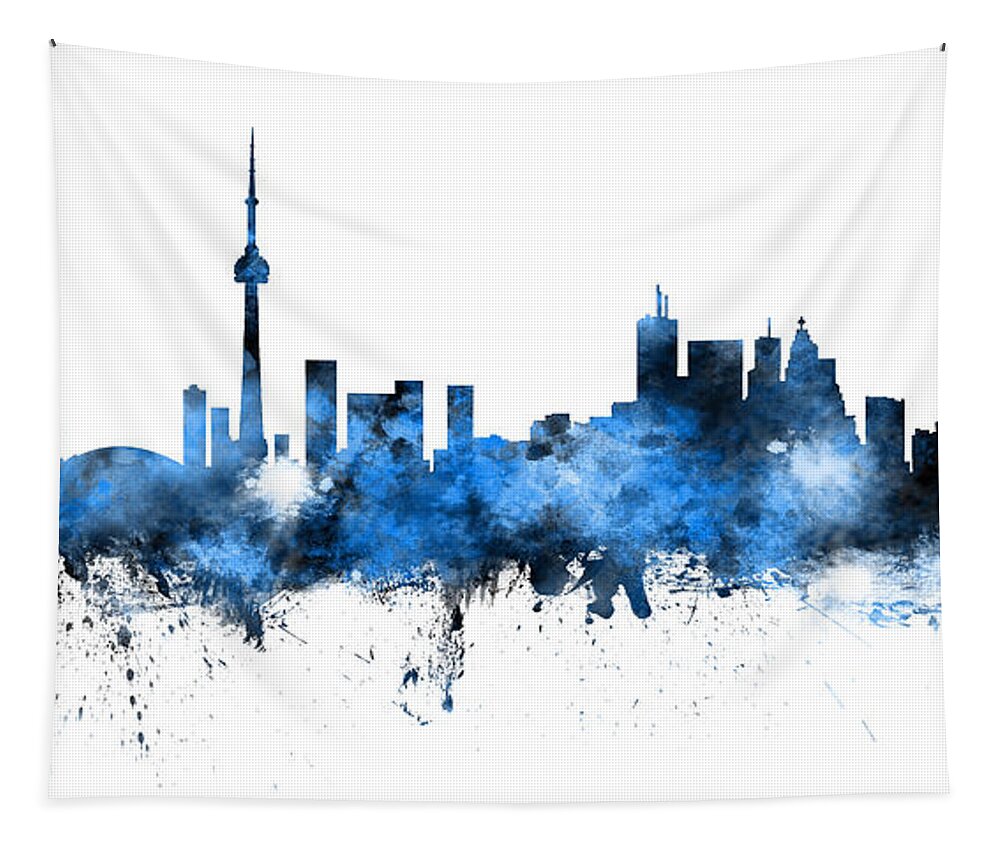 Toronto Tapestry featuring the digital art Toronto Canada Skyline Panoramic by Michael Tompsett