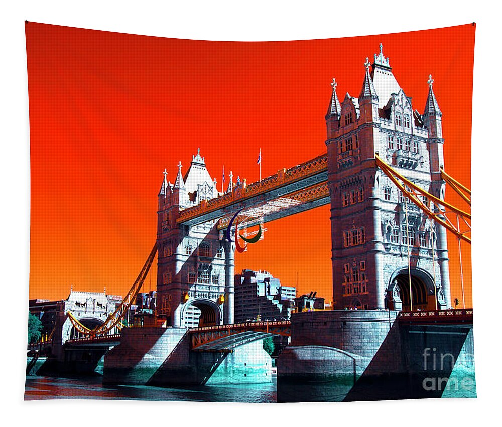 Tower Bridge Pop Art Tapestry featuring the photograph Tower Bridge Pop Art by John Rizzuto