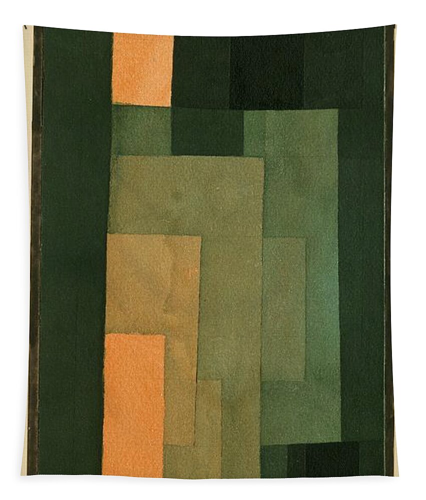 Paul Klee Tapestry featuring the painting Tower In Orange And Green by Paul Klee