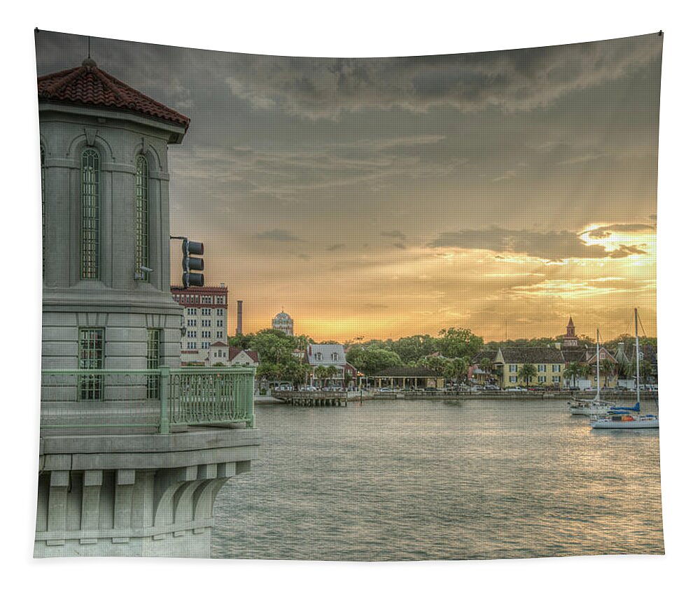 St. Augustine Tapestry featuring the photograph Tower Sunset by Joseph Desiderio