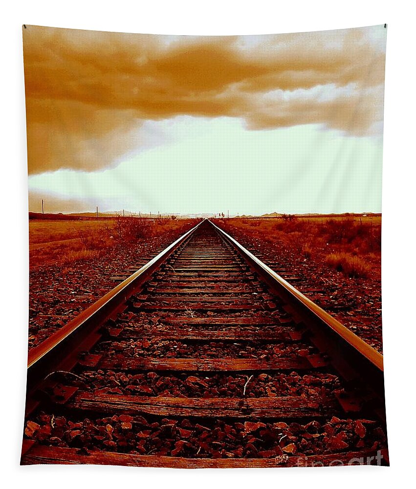 Marfa Tapestry featuring the photograph Marfa Texas America Southwest Tracks To California by Michael Hoard