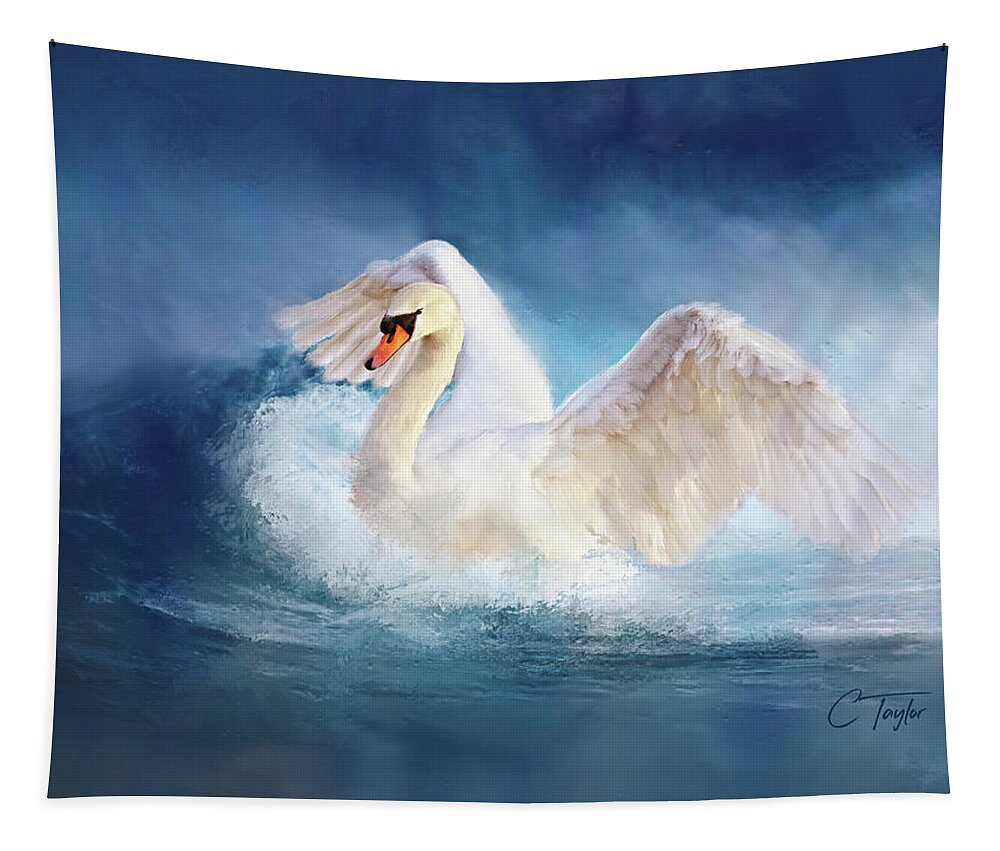 Swan Tapestry featuring the painting Transcendence by Colleen Taylor
