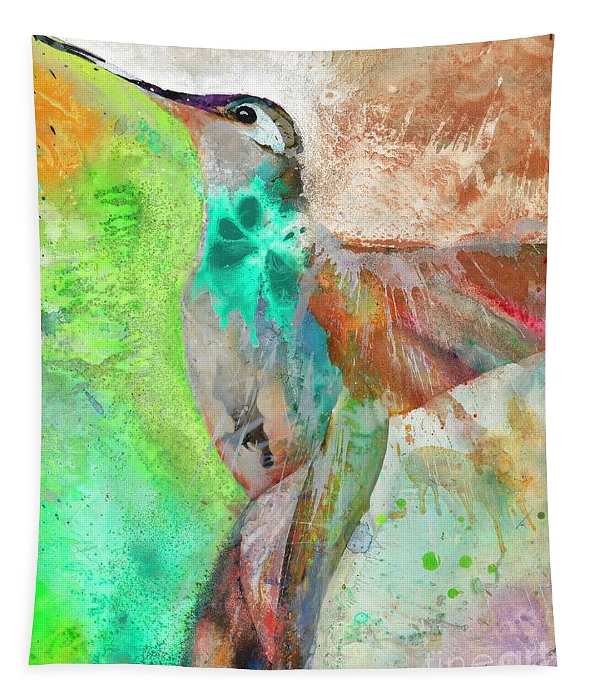 Hummingbird Tapestry featuring the painting Transparent by Kasha Ritter