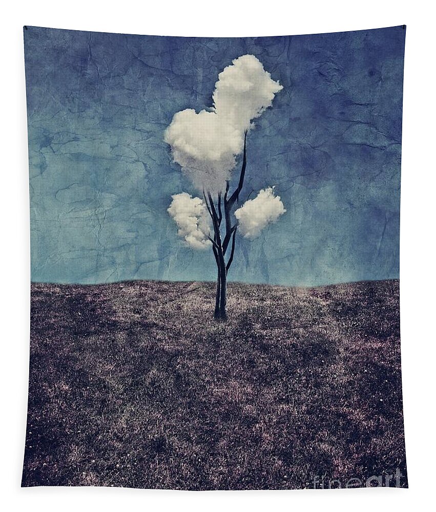 Tree Tapestry featuring the digital art Tree Clouds 01d2 by Aimelle