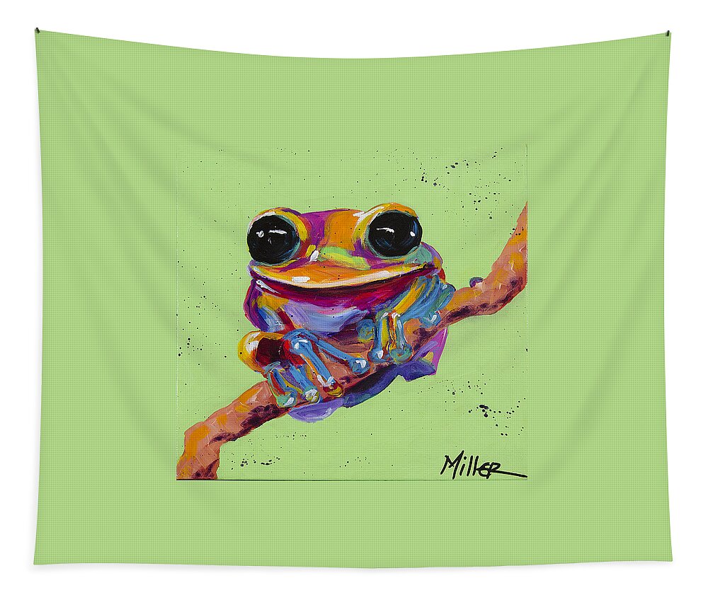 Colorado Artist Tracy Miller Tapestry featuring the painting Tree Frog by Tracy Miller