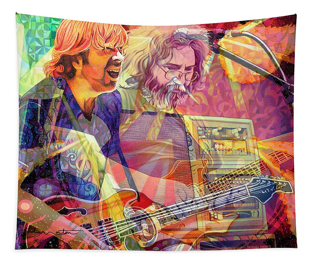 Trey Anastasio Tapestry featuring the digital art Trey Channeling Cosmic Jerry by Joshua Morton