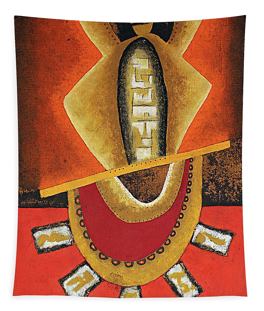 African Tapestry featuring the painting Tribal Man by Michael Nene