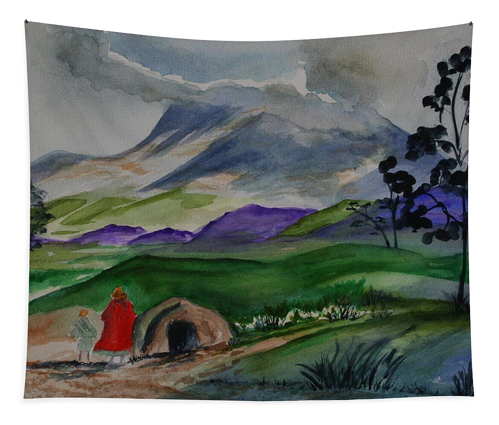 Watercolor Tapestry featuring the painting Tribute to John Pike 2 by Julie Lueders 