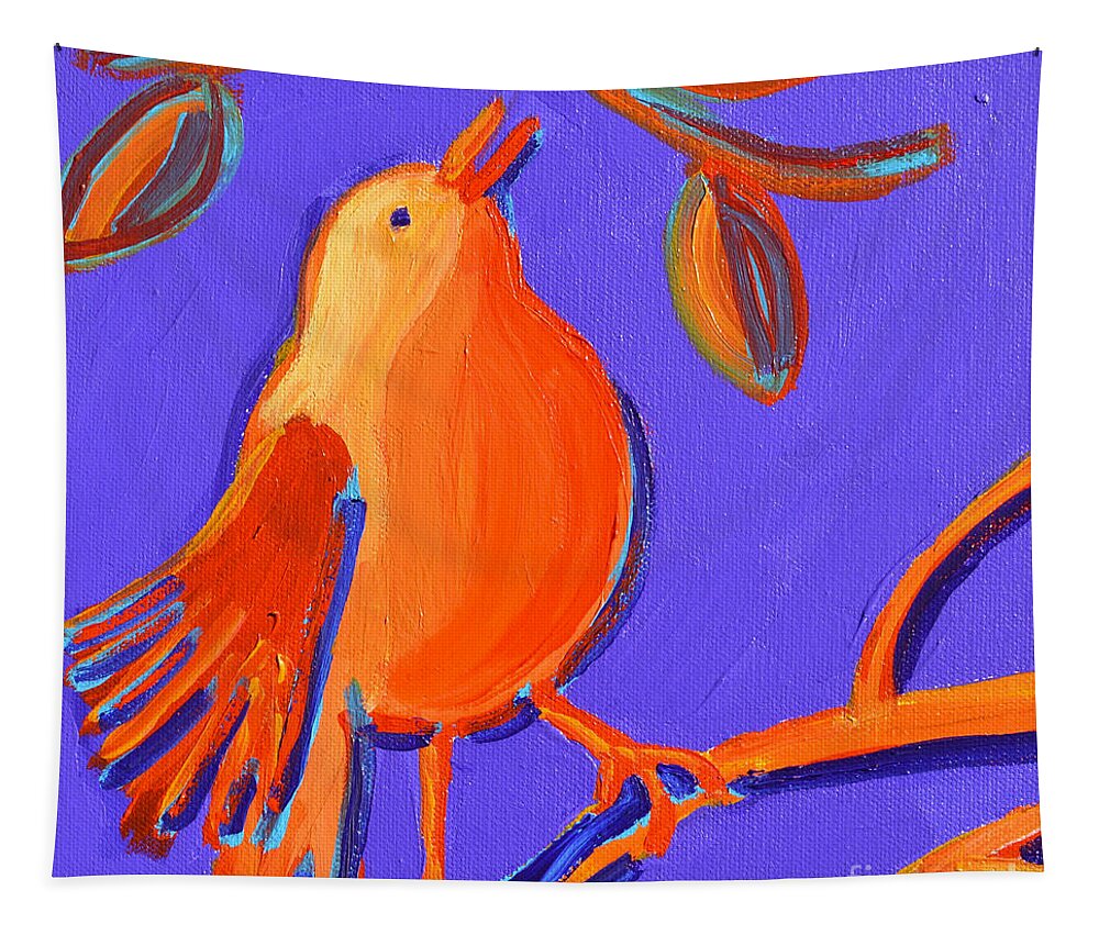 Birds Tapestry featuring the painting Trilling by Debra Bretton Robinson
