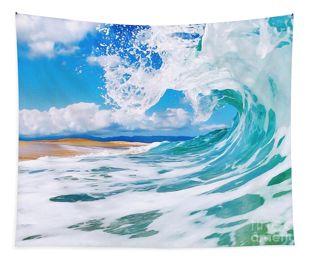 Ocean Tapestry featuring the painting True Blue by Paul Topp