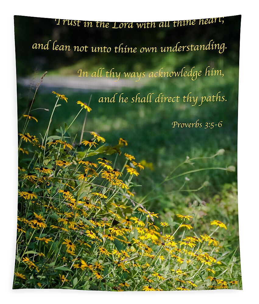 Proverbs 3:5-6 Tapestry featuring the photograph Trust In The Lord- Blackeyed Susans by Holden The Moment
