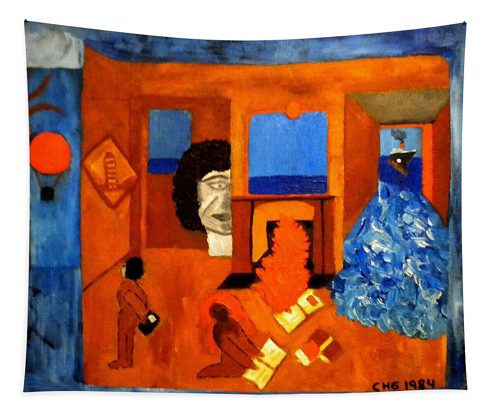 Colette Tapestry featuring the painting Trying to find the way out or is it better to stay  by Colette V Hera Guggenheim