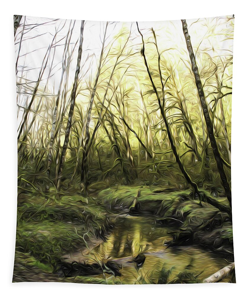 Pond Tapestry featuring the photograph Tryon Creek by Lorraine Baum