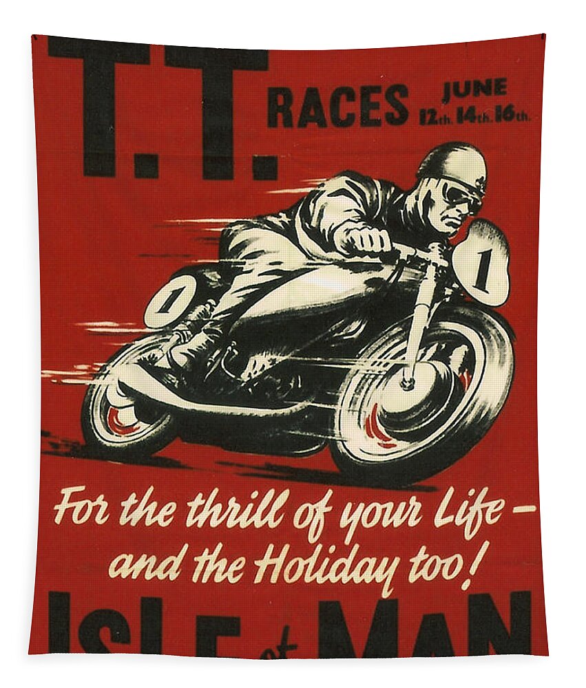 Tt Tapestry featuring the digital art TT Races 1961 by Georgia Fowler