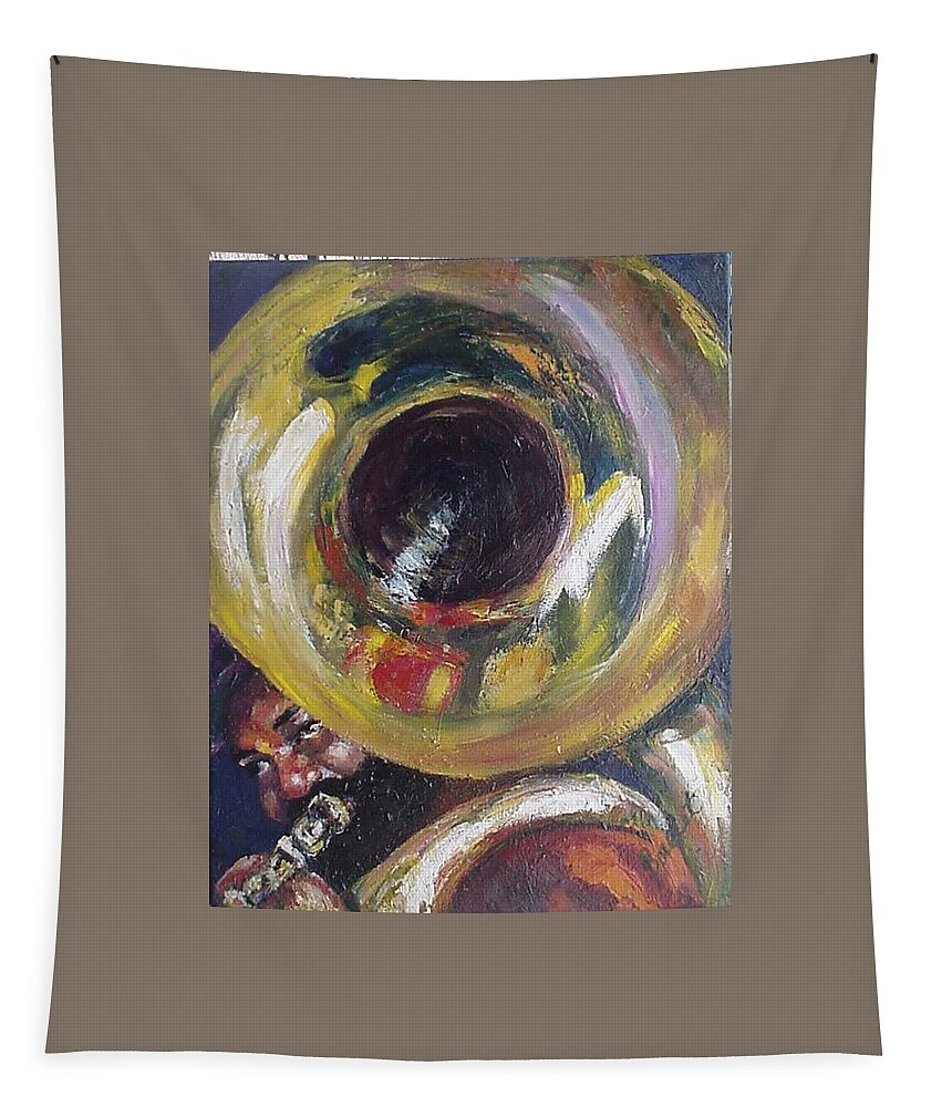 Tuba. Tuba Fats Tapestry featuring the painting Tuba Fats by Beverly Boulet