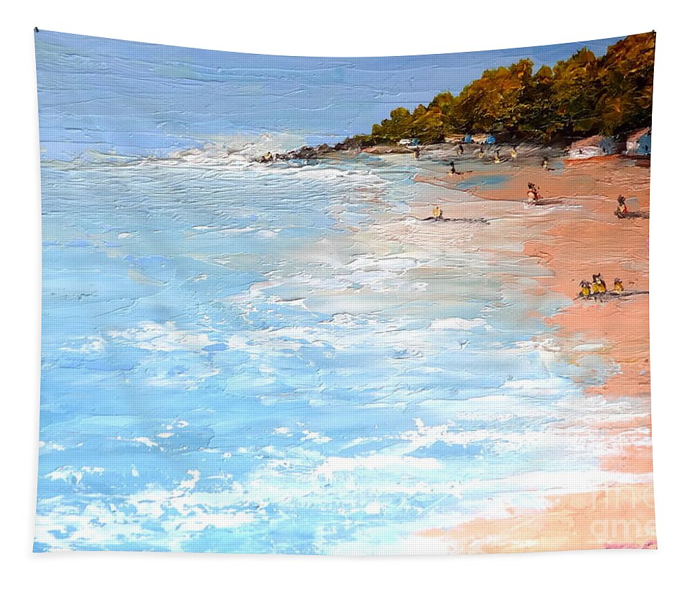 Ocean Tapestry featuring the painting Tuesday on Maui by Fred Wilson