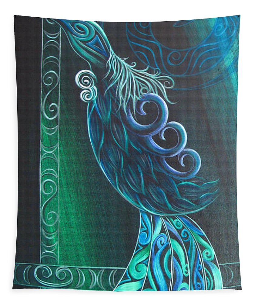 Tui Tapestry featuring the painting Tui Bird by Reina Cottier by Reina Cottier