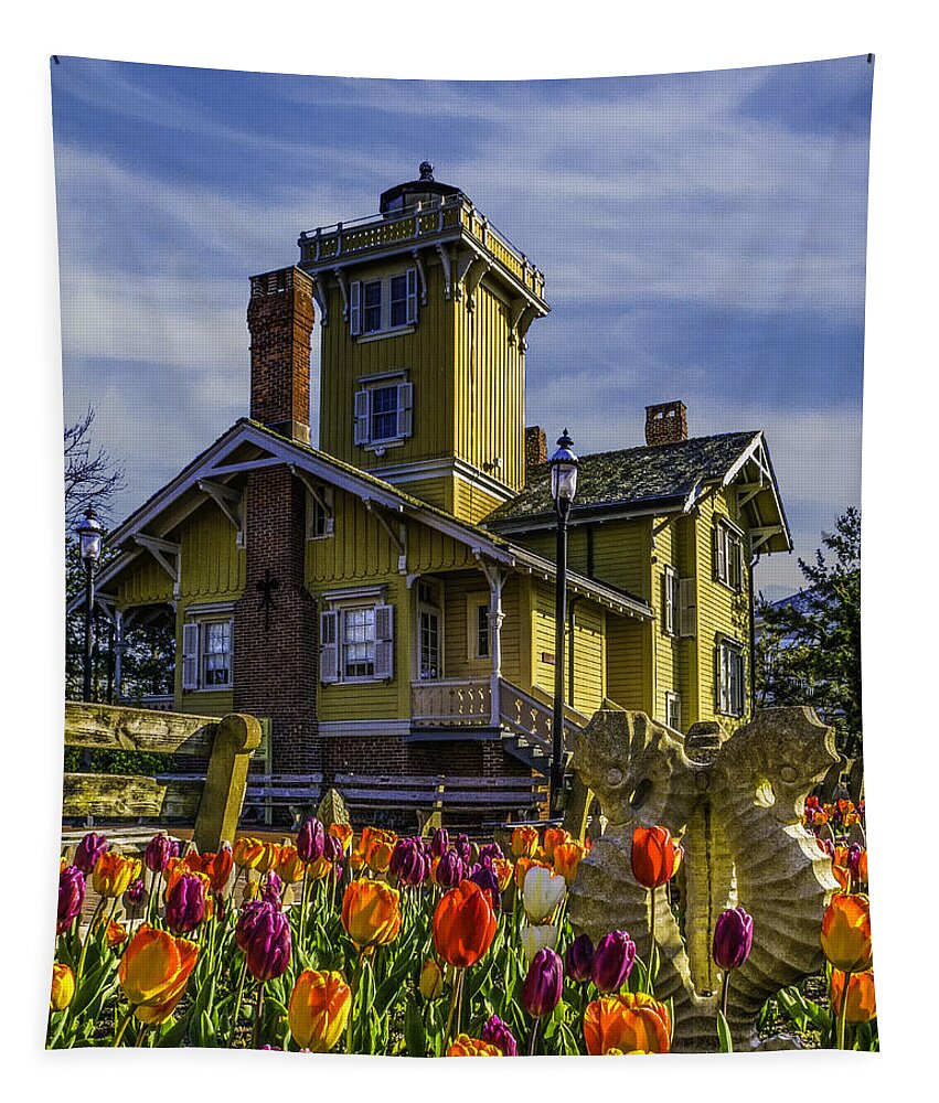 Hereford Inlet Tapestry featuring the photograph Tulips af Hereford Light by Nick Zelinsky Jr