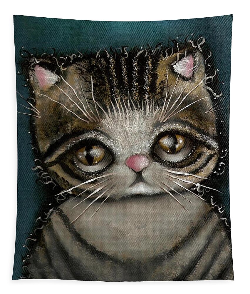 Kittie Cat Tapestry featuring the painting Tully by Abril Andrade