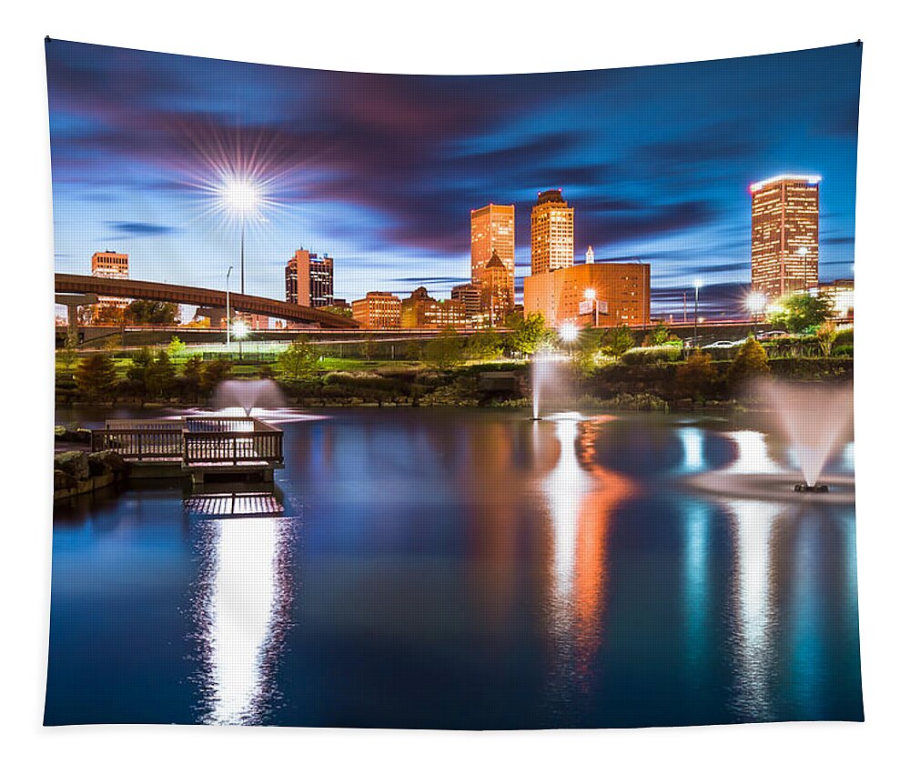 America Tapestry featuring the photograph Tulsa on the Water by Gregory Ballos