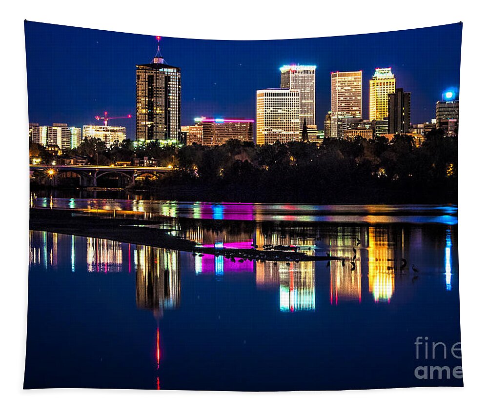 Tulsa Tapestry featuring the photograph Tulsa Skyline at Twilight by Tamyra Ayles