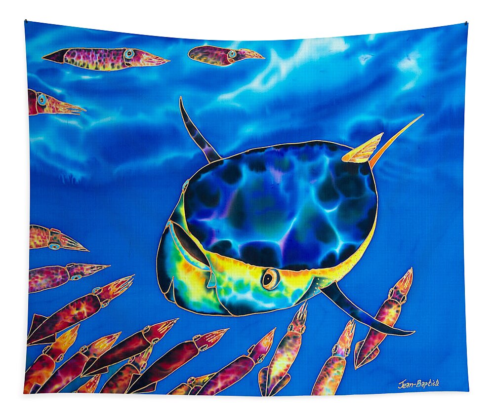Squid Tapestry featuring the painting Tuna and Squid by Daniel Jean-Baptiste