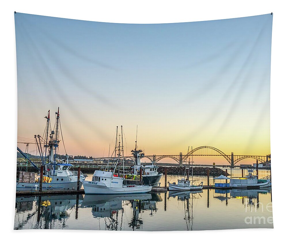 Tuna Boat Tapestry featuring the photograph Tuna boats resting for the night by Paul Quinn