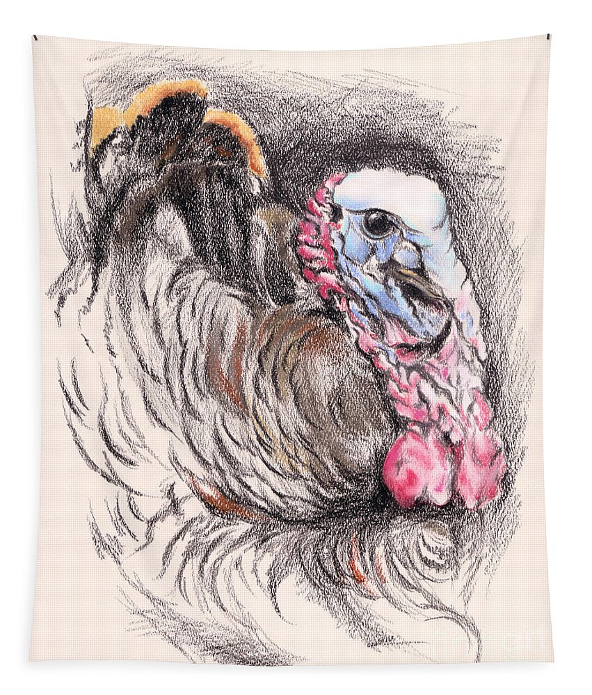 Bird Tapestry featuring the drawing Turkey Tom by MM Anderson