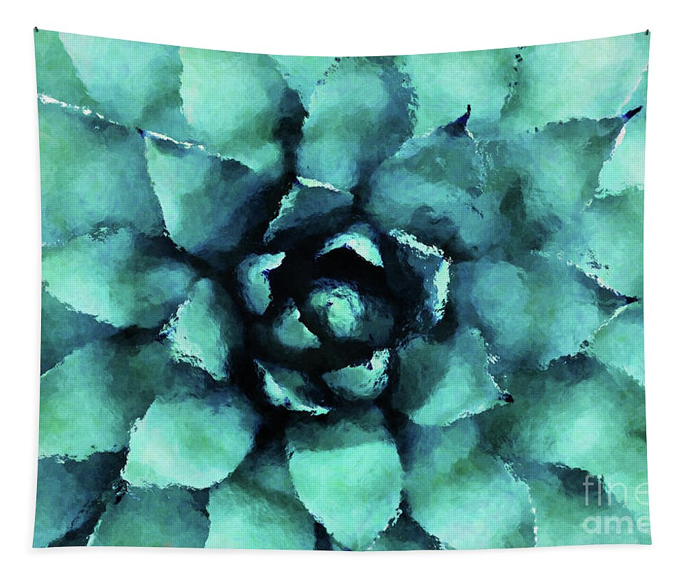 Succulent Tapestry featuring the digital art Turquoise Succulent Plant by Phil Perkins