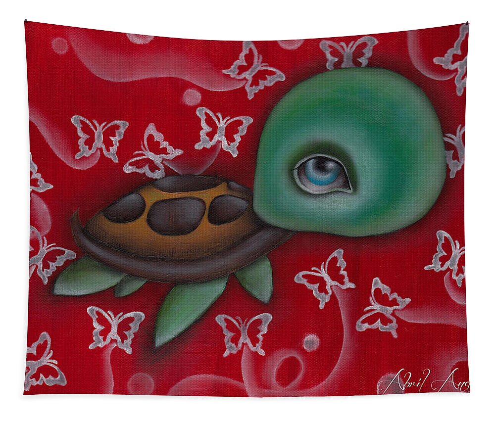 Animal Tapestry featuring the painting Turtle by Abril Andrade