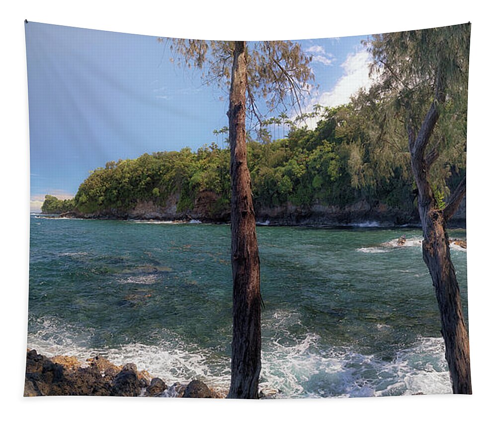Onomea Bay Tapestry featuring the photograph Turtle Point by Susan Rissi Tregoning