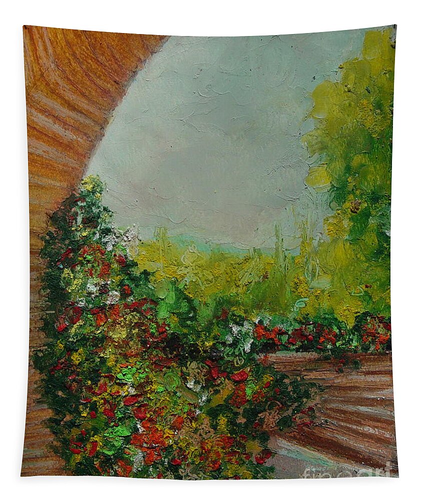 Beautiful Flowers Tapestry featuring the painting Tuscany 09 by Robin Miller-Bookhout