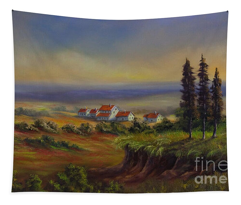 Tuscany Painting Tapestry featuring the painting Tuscany at Dusk by Charlotte Blanchard