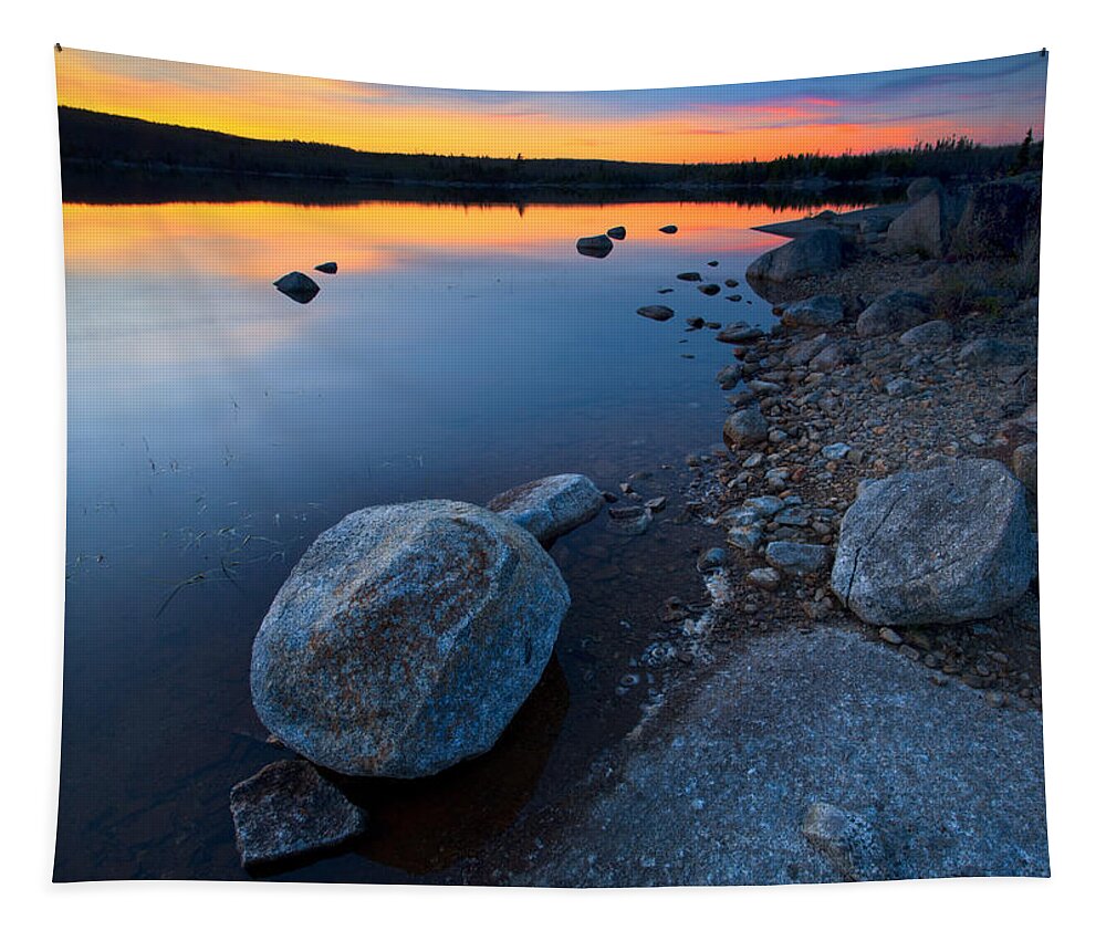 Blue Mountain-birch Cove Lakes Wilderness Tapestry featuring the photograph Twilight Shoreline by Irwin Barrett