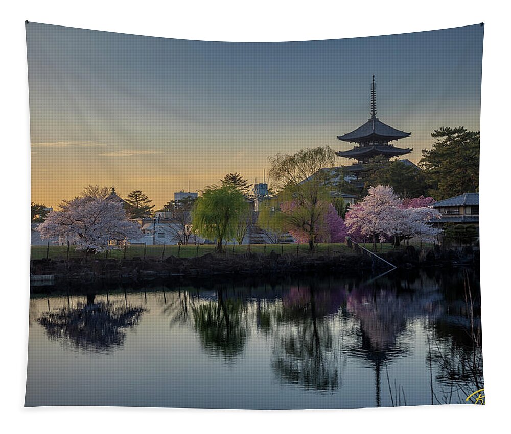 Blossoms Tapestry featuring the photograph Twilight Temple by Rikk Flohr