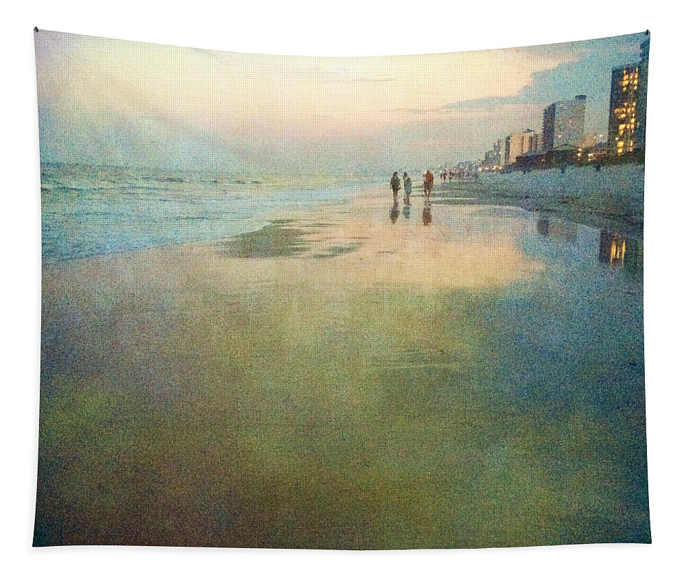 Photography Tapestry featuring the photograph Twilight Walk At North Myrtle Beach by Melissa D Johnston