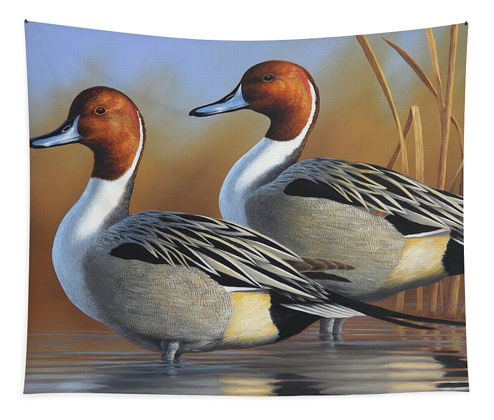 Pintails Tapestry featuring the painting Two Drake Pintails by Guy Crittenden
