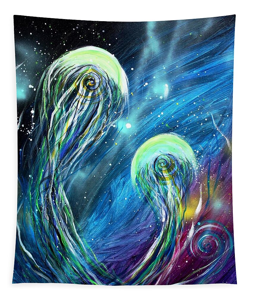 Jellyfish Tapestry featuring the painting Two Into by J Vincent Scarpace