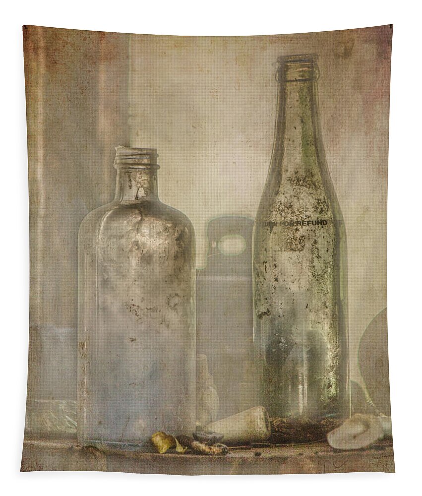 Tl Wilson Photography Tapestry featuring the photograph Two Vintage Bottles by Teresa Wilson