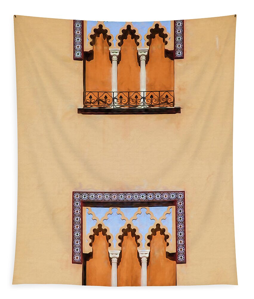 Arabic Tapestry featuring the photograph Two Windows of Cordoba by David Letts