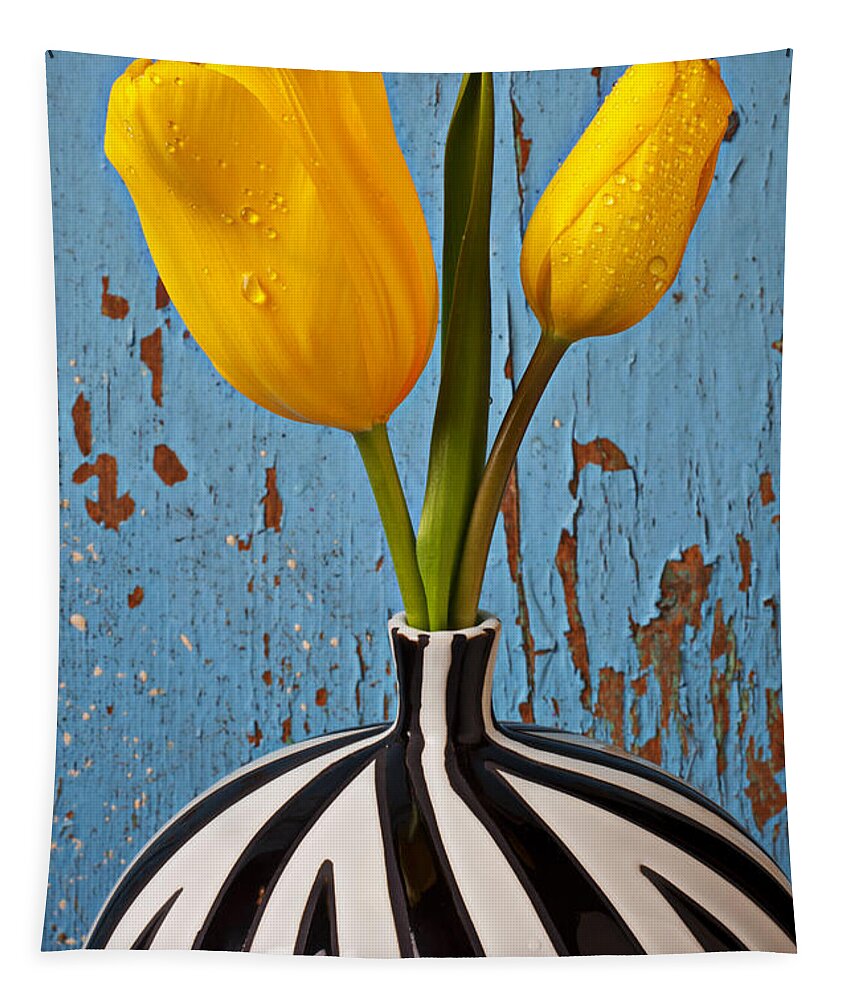 Two Yellow Tapestry featuring the photograph Two Yellow Tulips by Garry Gay