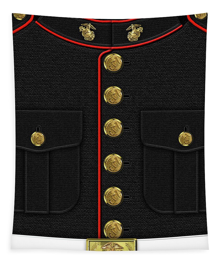 'military Insignia & Heraldry 3d' Collection By Serge Averbukh Tapestry featuring the digital art U S M C Dress uniform by Serge Averbukh