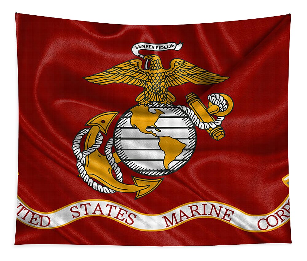 'usmc' Collection By Serge Averbukh Tapestry featuring the digital art U. S. Marines - U S M C Corps Flag by Serge Averbukh