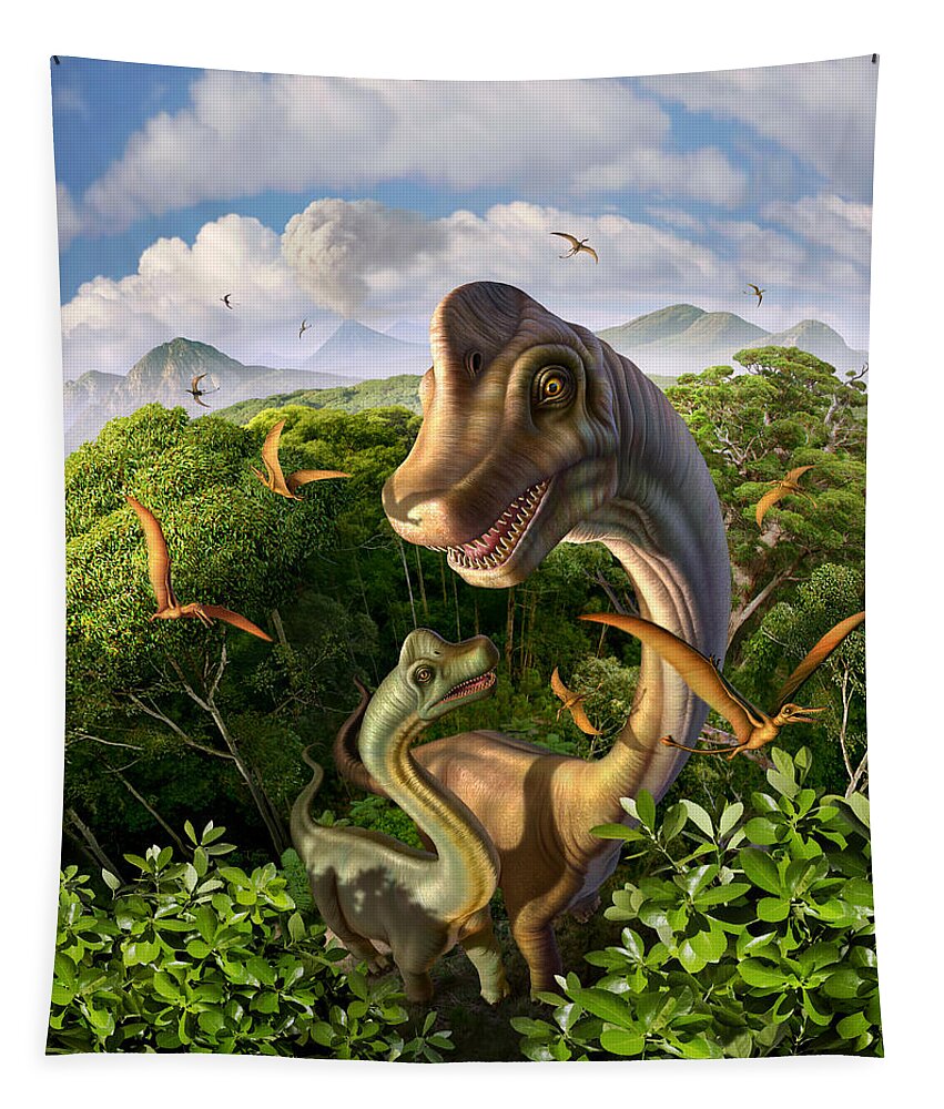 Brachiosaurus Tapestry featuring the digital art Ultrasaurus by Jerry LoFaro