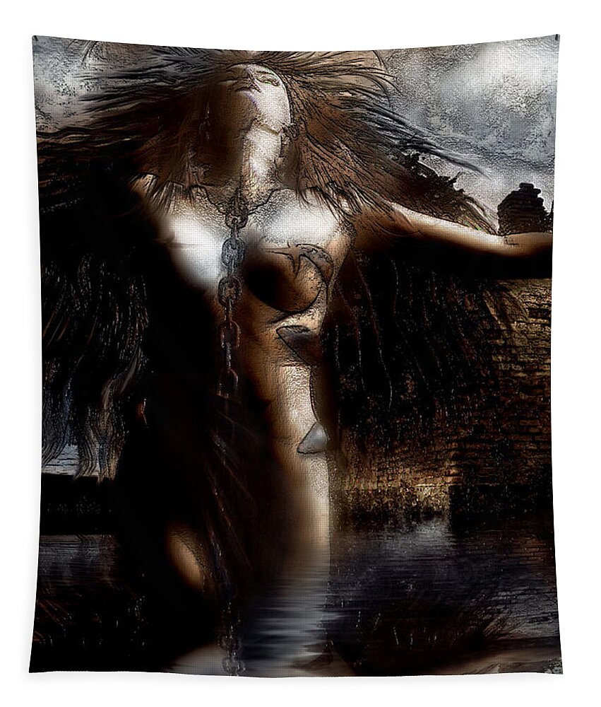 Fantasy Tapestry featuring the mixed media Unchain My heART by Carol Cavalaris