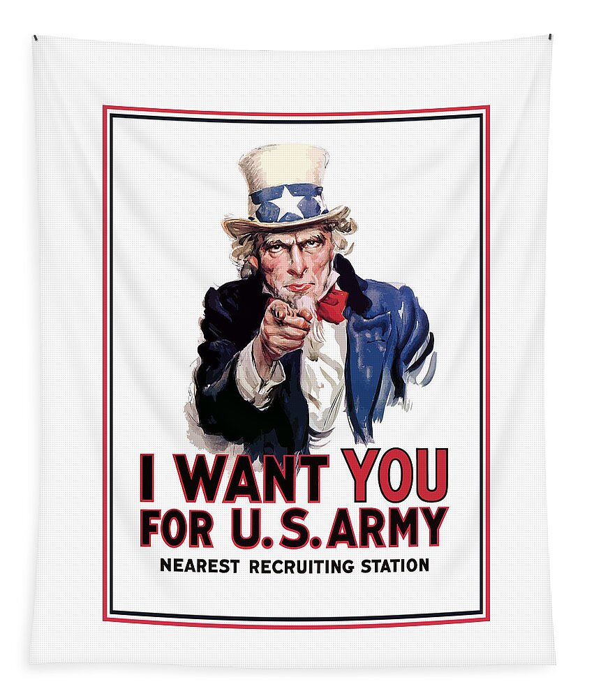 Ww2 Tapestry featuring the painting Uncle Sam -- I Want You by War Is Hell Store