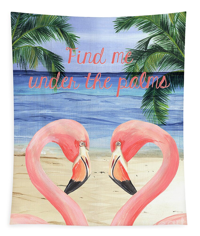 Flamingo Tapestry featuring the painting Under the Palms by Debbie DeWitt