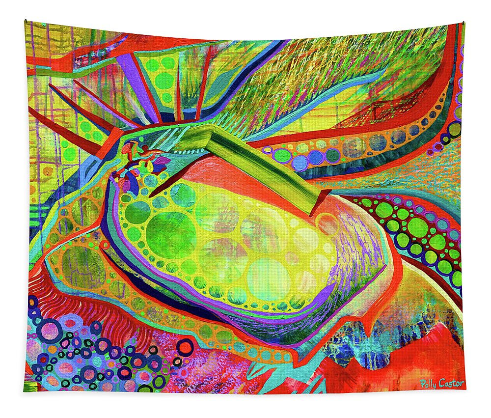 Vibrant Tapestry featuring the painting Underlying Issues by Polly Castor