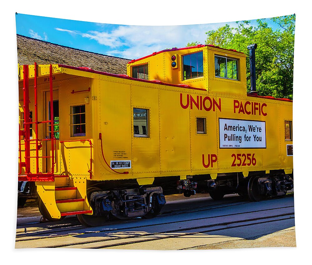 Union Pacific Tapestry featuring the photograph Union Pacific Caboose by Garry Gay