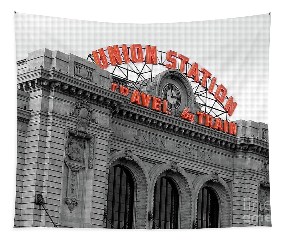 Union Station Tapestry featuring the photograph Union Station - Denver - Doc Braham - All Rights Reserved by Doc Braham
